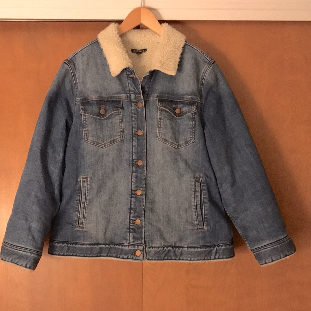 J. Crew Mercantile Sherpa Lined Denim Jean Jacket Size X-Large
